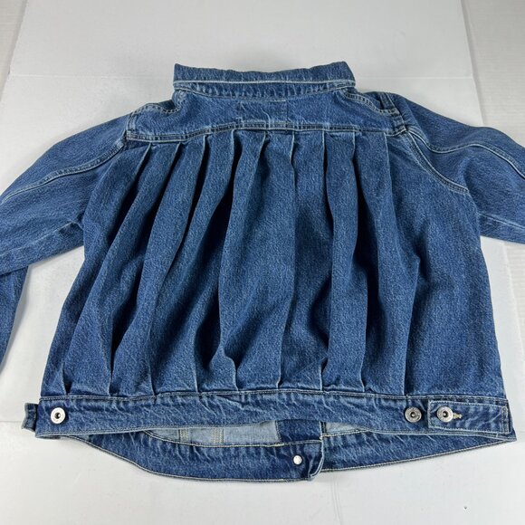 Levi's Made & Crafted Jean Jacket Women Medium Big E Blue Pleated Back Trucker - Picture 11 of 16